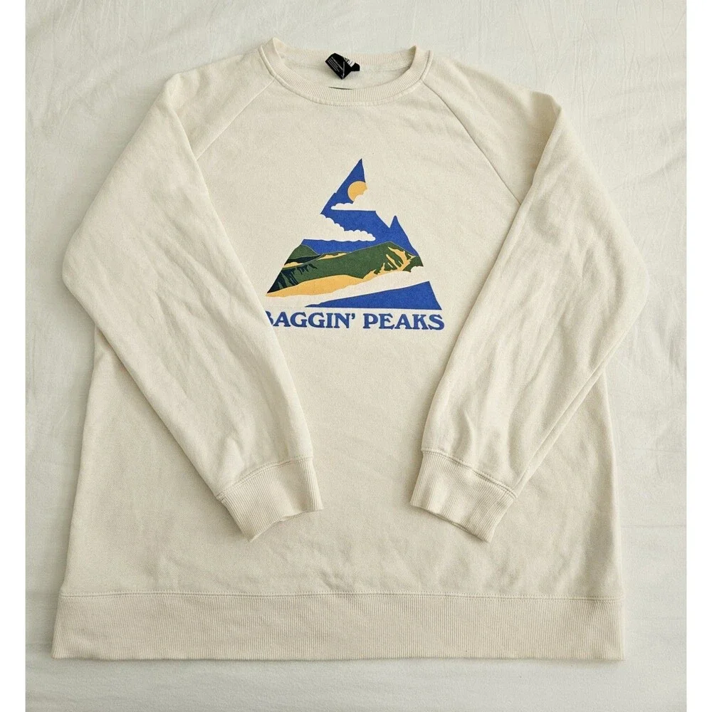 The North Face Baggin’ Peaks Graphic Crewneck Sweatshirt Cream XL